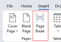 Insert Page break on ribbon in Word